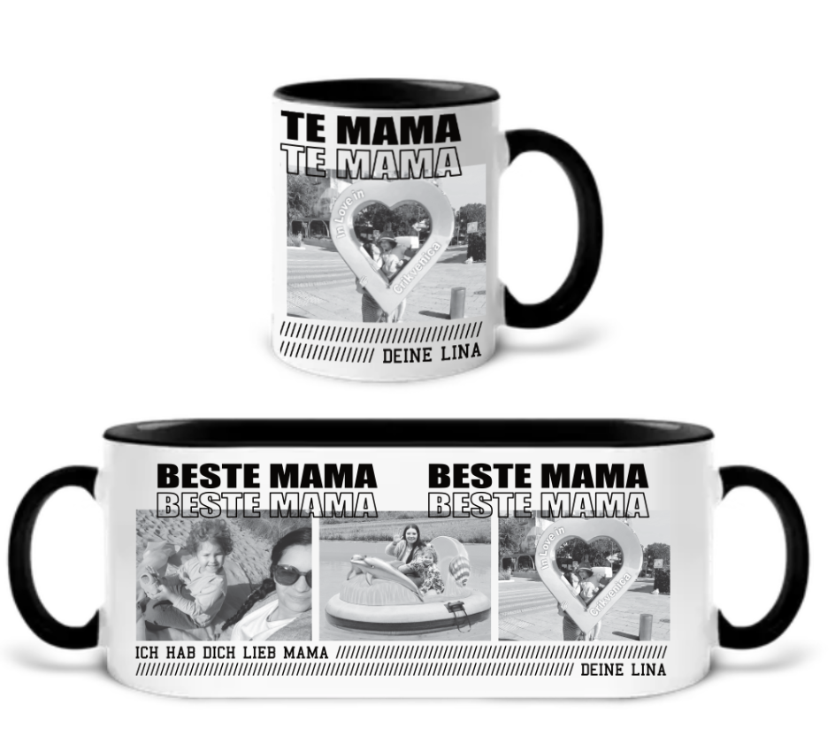 Personalisiertes Fotogeschenk – „Beste Mama“ Tasse mit Bildern und Wunschtext