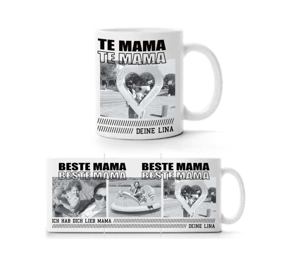 Personalisiertes Fotogeschenk – „Beste Mama“ Tasse mit Bildern und Wunschtext