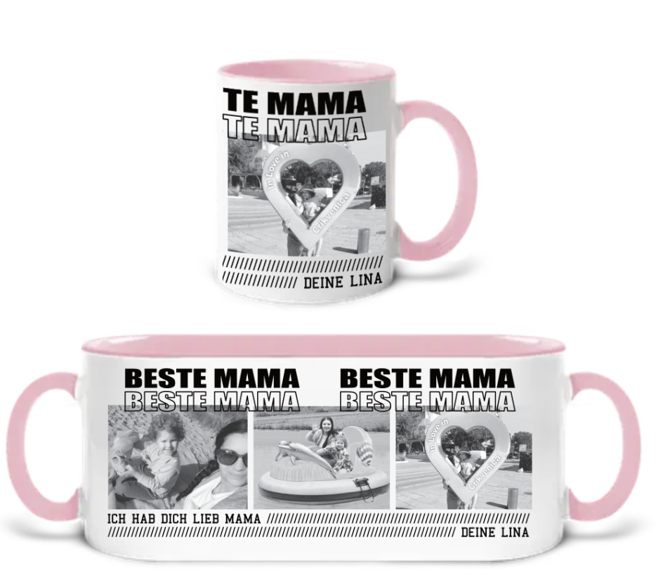 Personalisiertes Fotogeschenk – „Beste Mama“ Tasse mit Bildern und Wunschtext