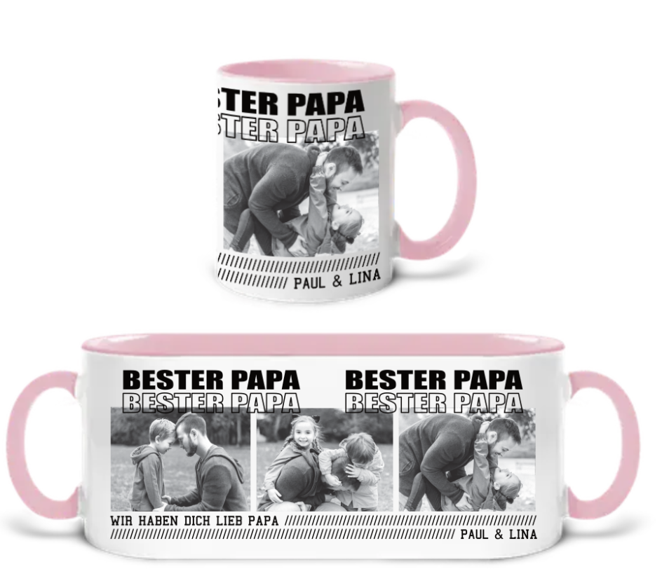 Personalisiertes Fotogeschenk – „Bester Papa“ Tasse mit Bildern und Wunschtext