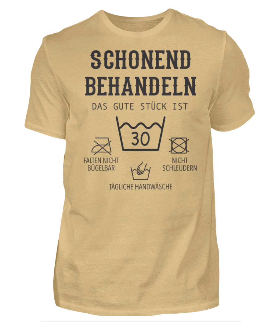 Geburtstags T-Shirt „Schonend behandeln, das gute Stück ist schon …“ – Personalisierbar mit Alter