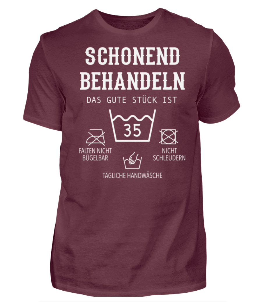 Geburtstags T-Shirt „Schonend behandeln, das gute Stück ist schon …“ – Personalisierbar mit Alter
