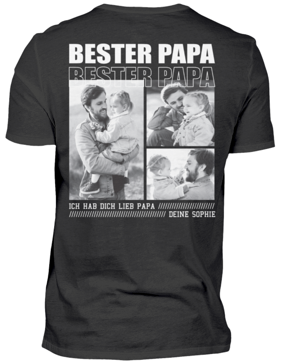 Bester Papa personalisiert - T-Shirt - Backprint