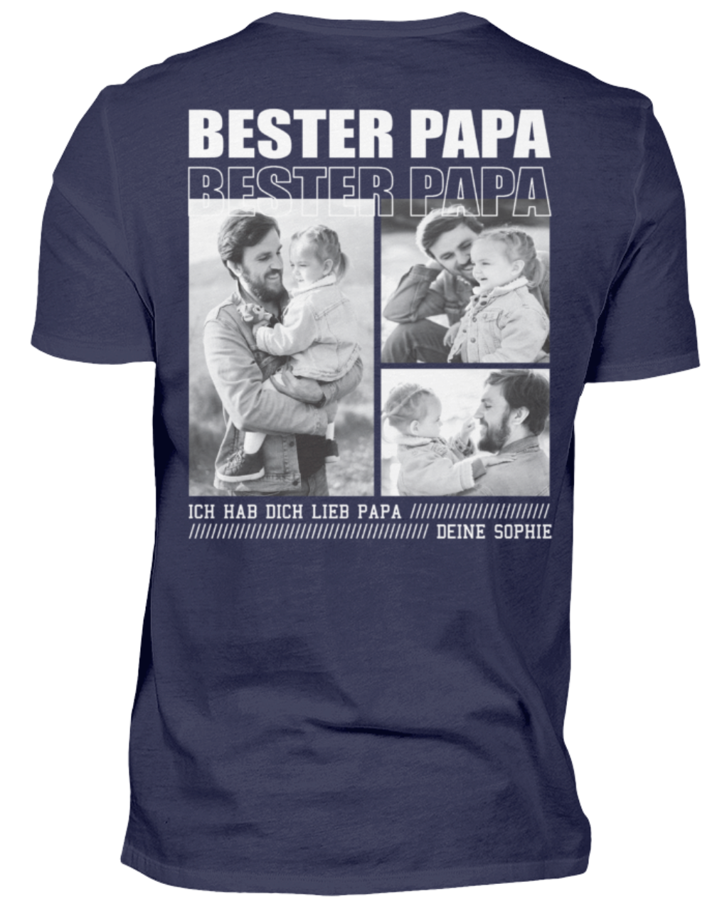 Bester Papa personalisiert - T-Shirt - Backprint