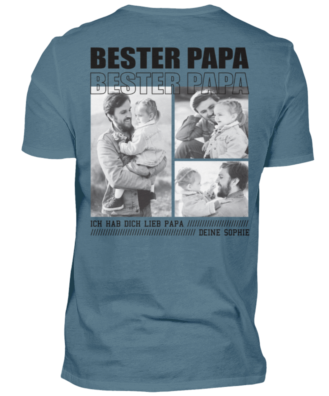 Bester Papa personalisiert - T-Shirt - Backprint