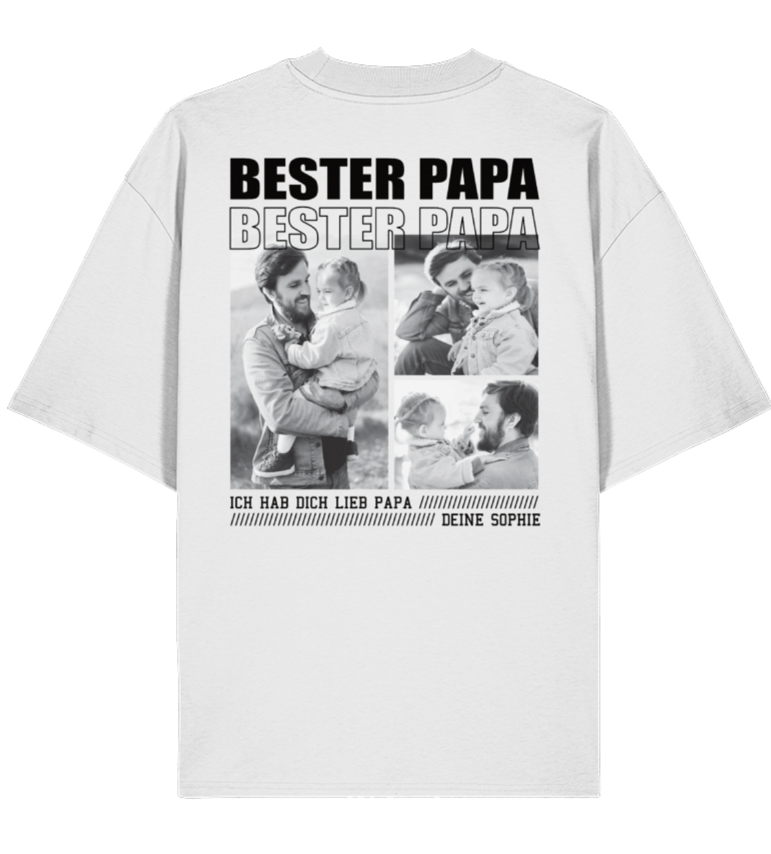 Bester Papa personalisiert - Oversized T-Shirt - Backprint