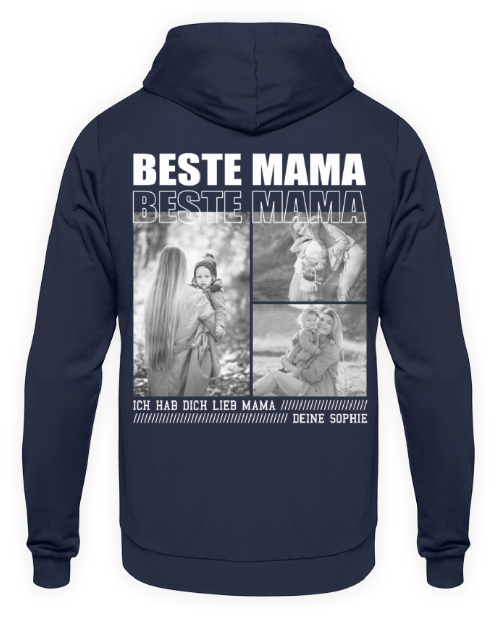 Beste Mama personalisiert - Unisex Hoodie - Backprint