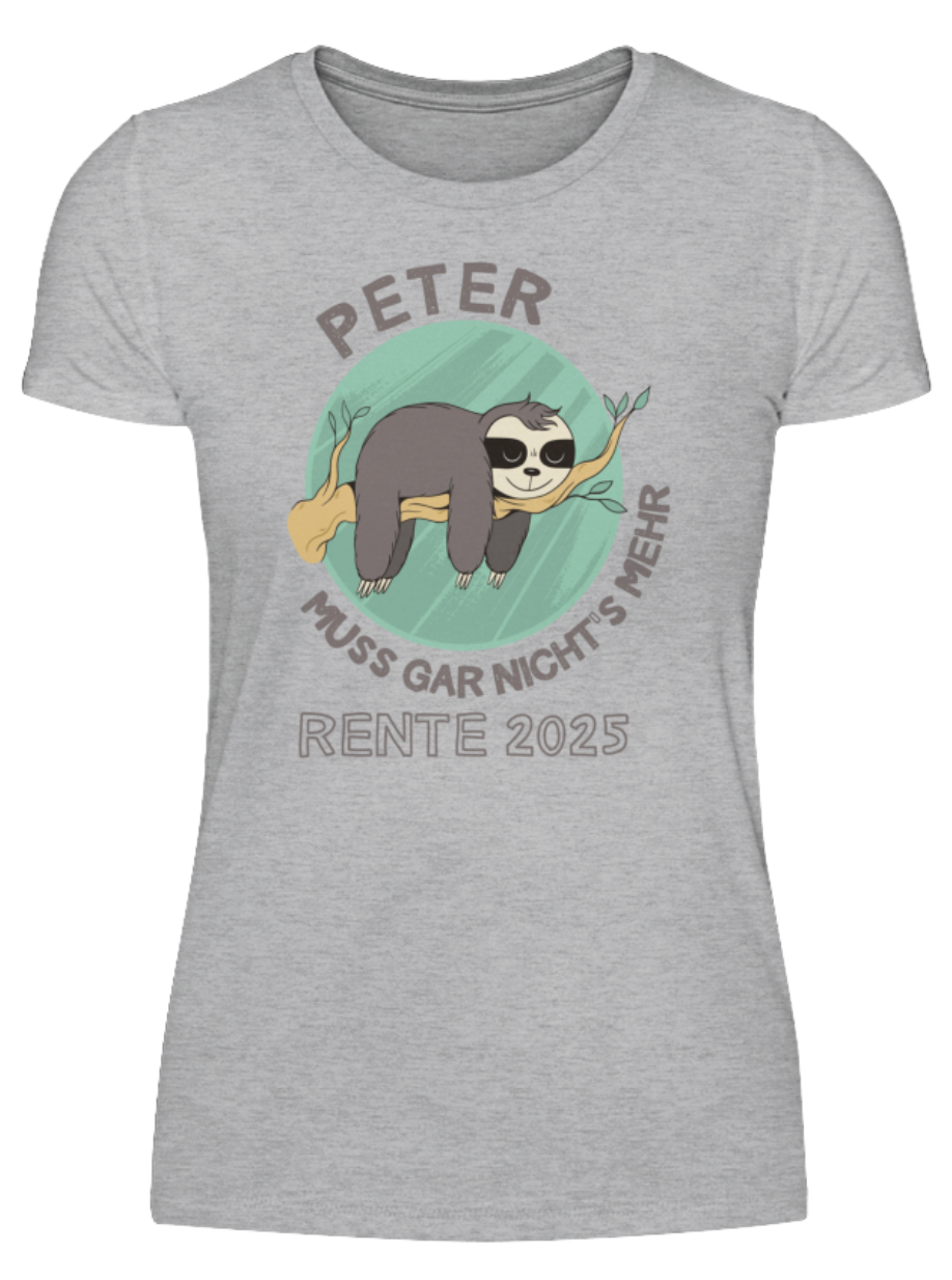 Damen T-Shirt Rente, Faultier - personalisiert mit Jahr & Name | Schollys