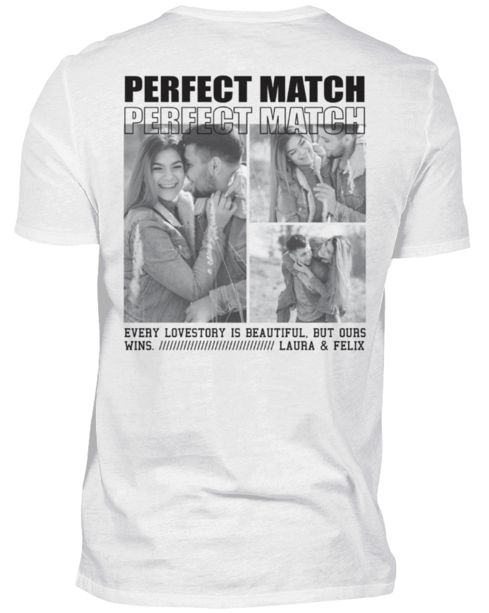 Valentinstag Partner Herren T-Shirt - "Perfect Match" - Backprint | Schollys