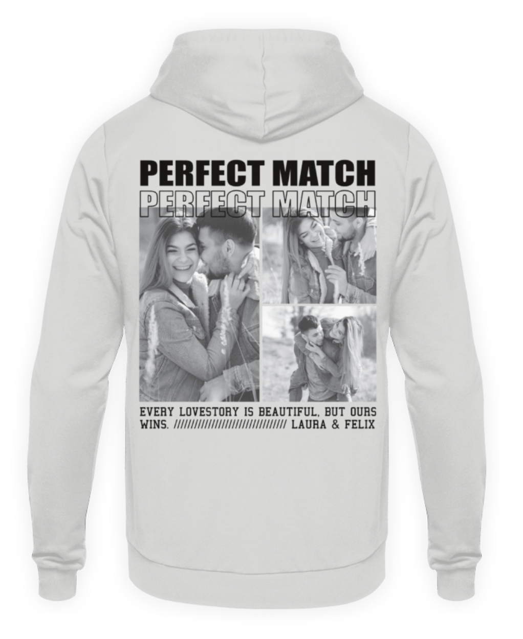 Valentinstag Partner Unisex Hoodie personalisiert - "Perfect Match" - Backprint | Schollys