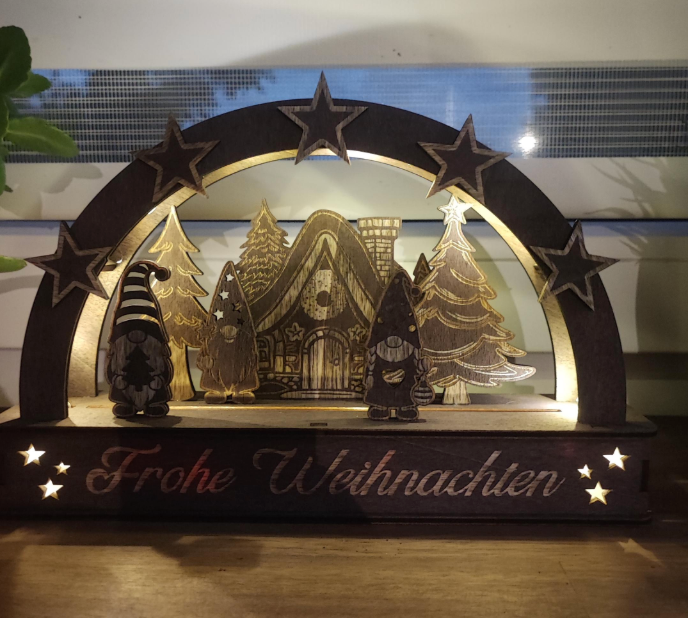 Lichtbogen / Schwippbogen Weihnachten - Waldhütte, Wichtel | Schollys