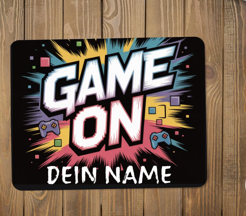 Gaming Mauspad "Game On" personalisiert mit Namen | Schollys - Schollys