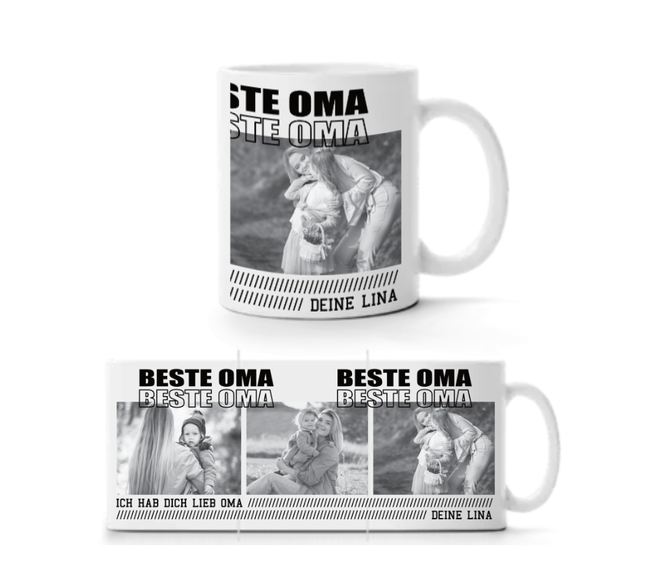 Personalisiertes Fotogeschenk – „Beste Oma“ Tasse mit Bildern und Wunschtext