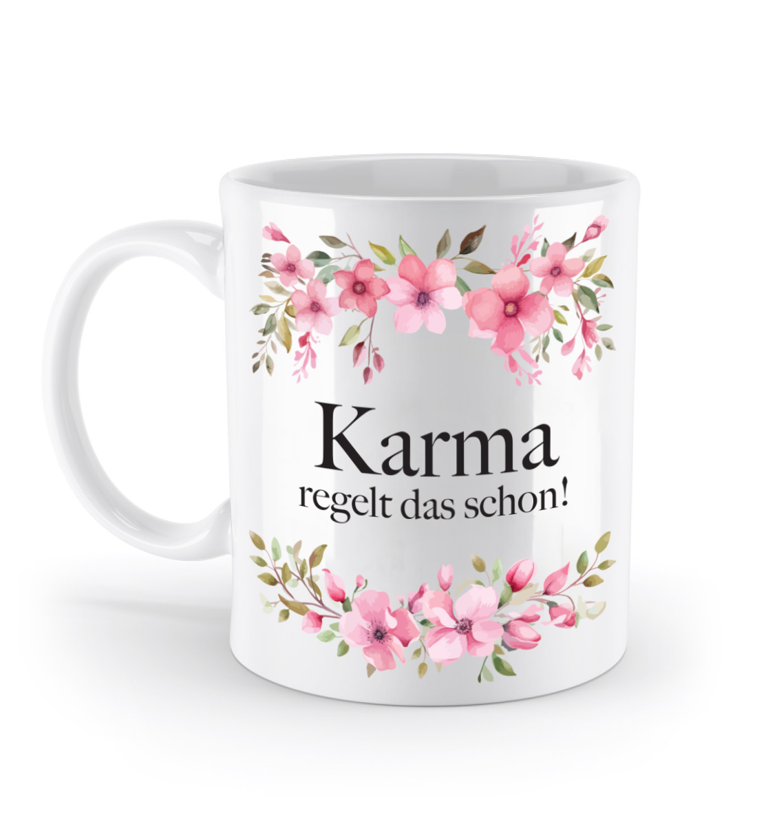 Tasse - Karma regelt das schon! - Blumen