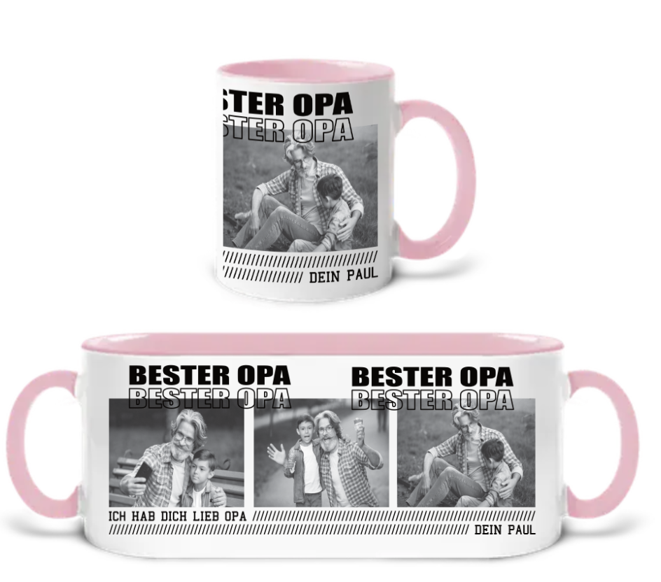 Personalisiertes Fotogeschenk – „Bester Opa“ Tasse mit Bildern und Wunschtext
