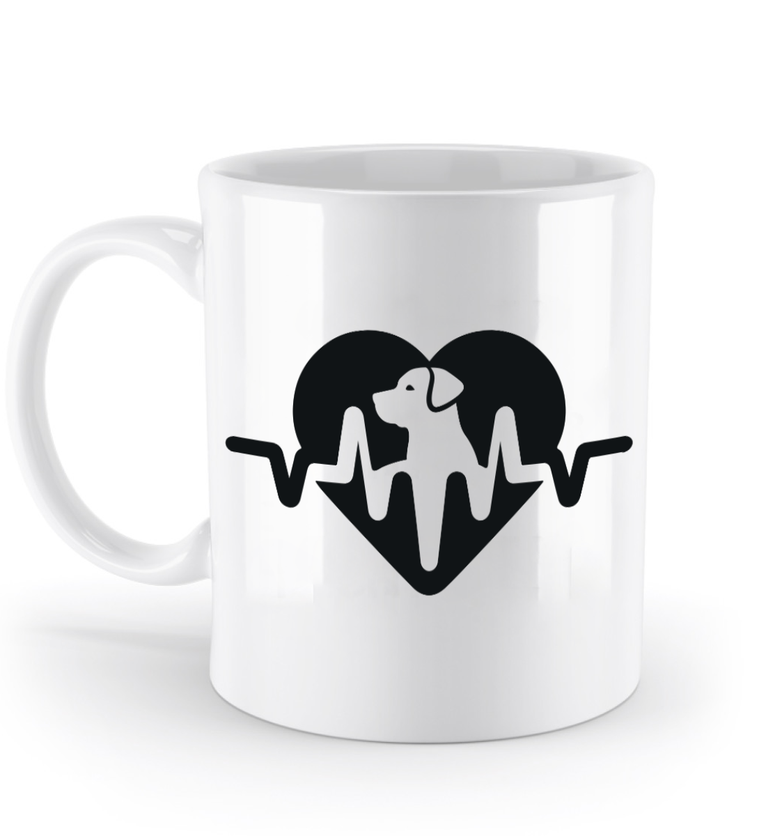 Tasse Herzschlag mit Hund im Herzen – liebevolles Design für Hundehalter (black) | Schollys - Schollys