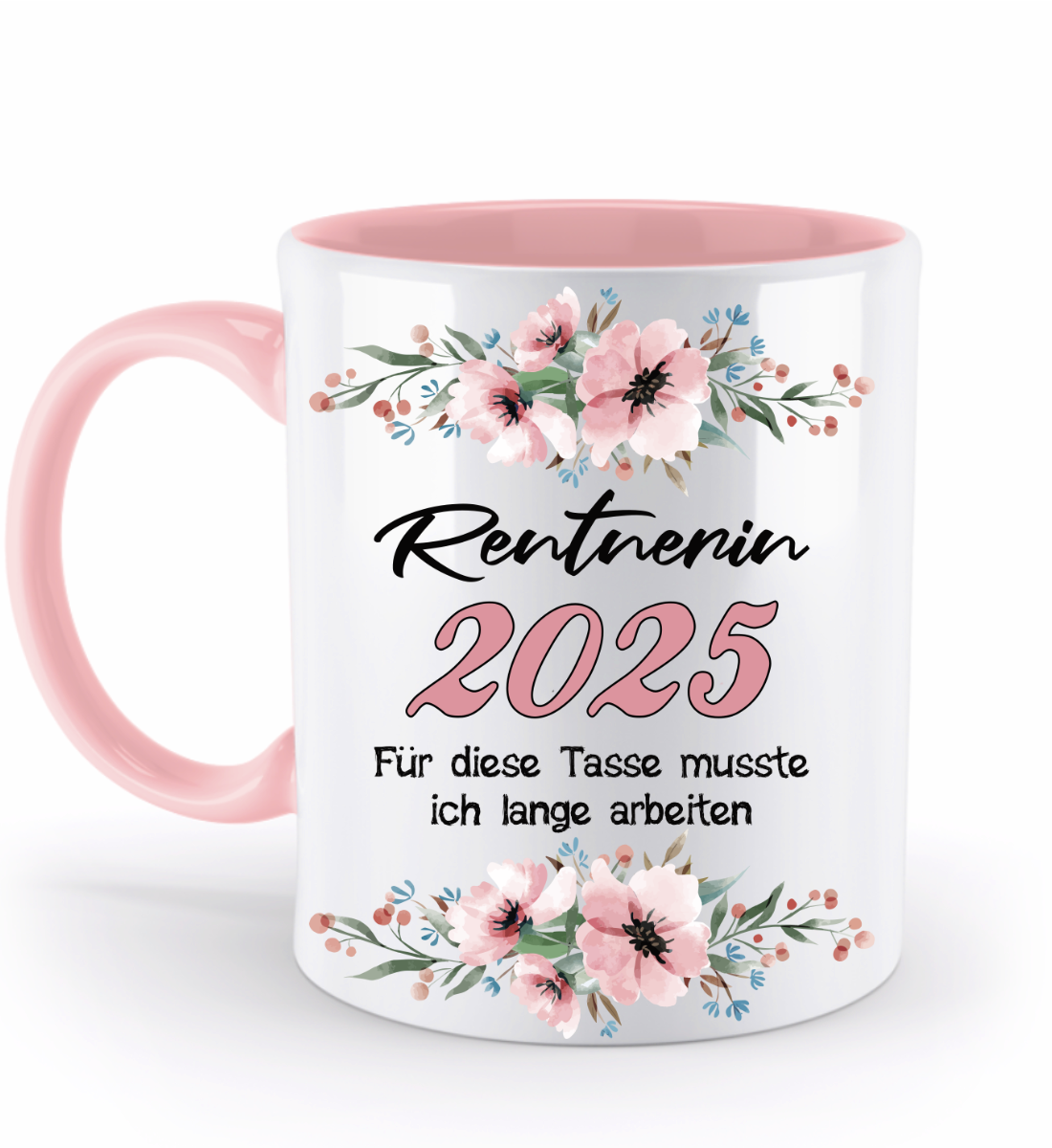 Tasse Rentnerin - personalisiert mit Jahr oder Name - blumig