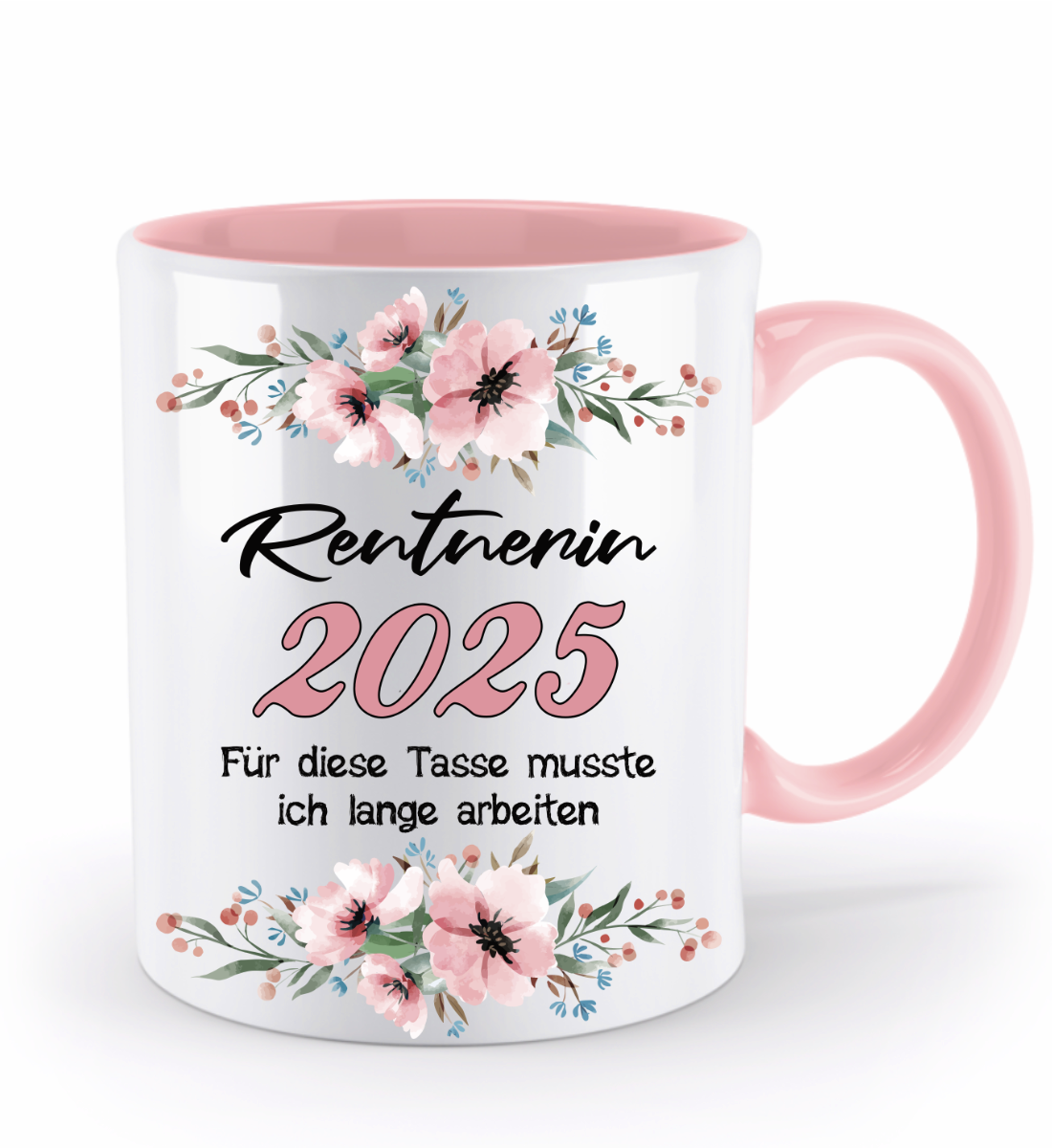 Tasse Rentnerin - personalisiert mit Jahr oder Name - blumig