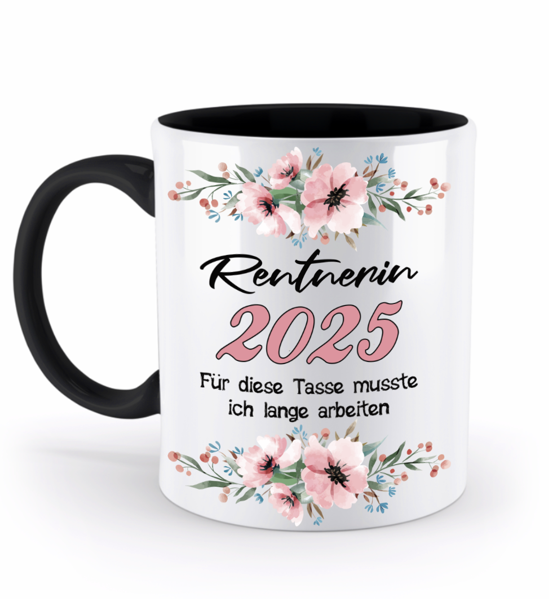 Tasse Rentnerin - personalisiert mit Jahr oder Name - blumig