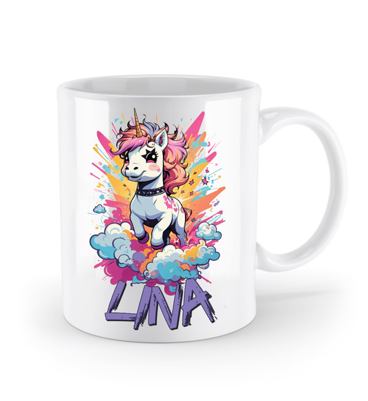 Einhorn Tasse - personalisiert mit Name - Schollys