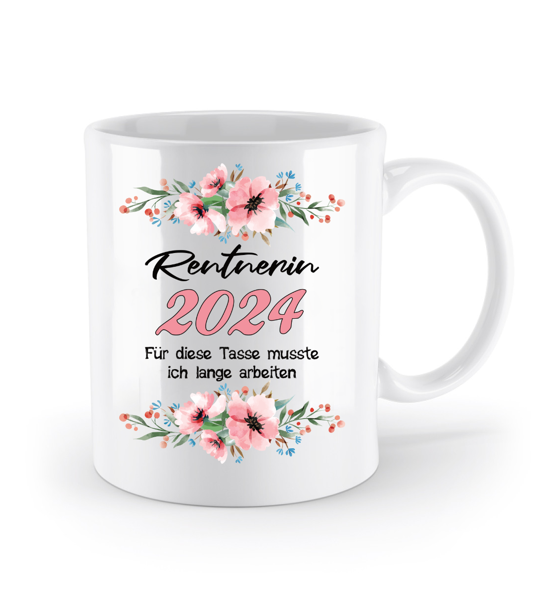 Tasse Rentnerin - personalisiert mit Jahr oder Name - blumig