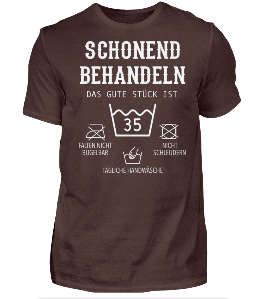 Geburtstags T-Shirt „Schonend behandeln, das gute Stück ist schon …“ – Personalisierbar mit Alter