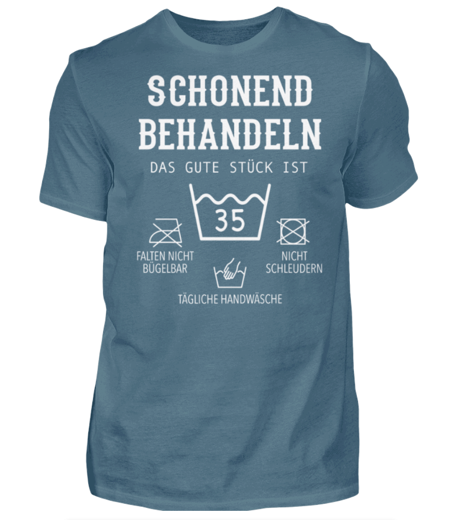 Geburtstags T-Shirt „Schonend behandeln, das gute Stück ist schon …“ – Personalisierbar mit Alter