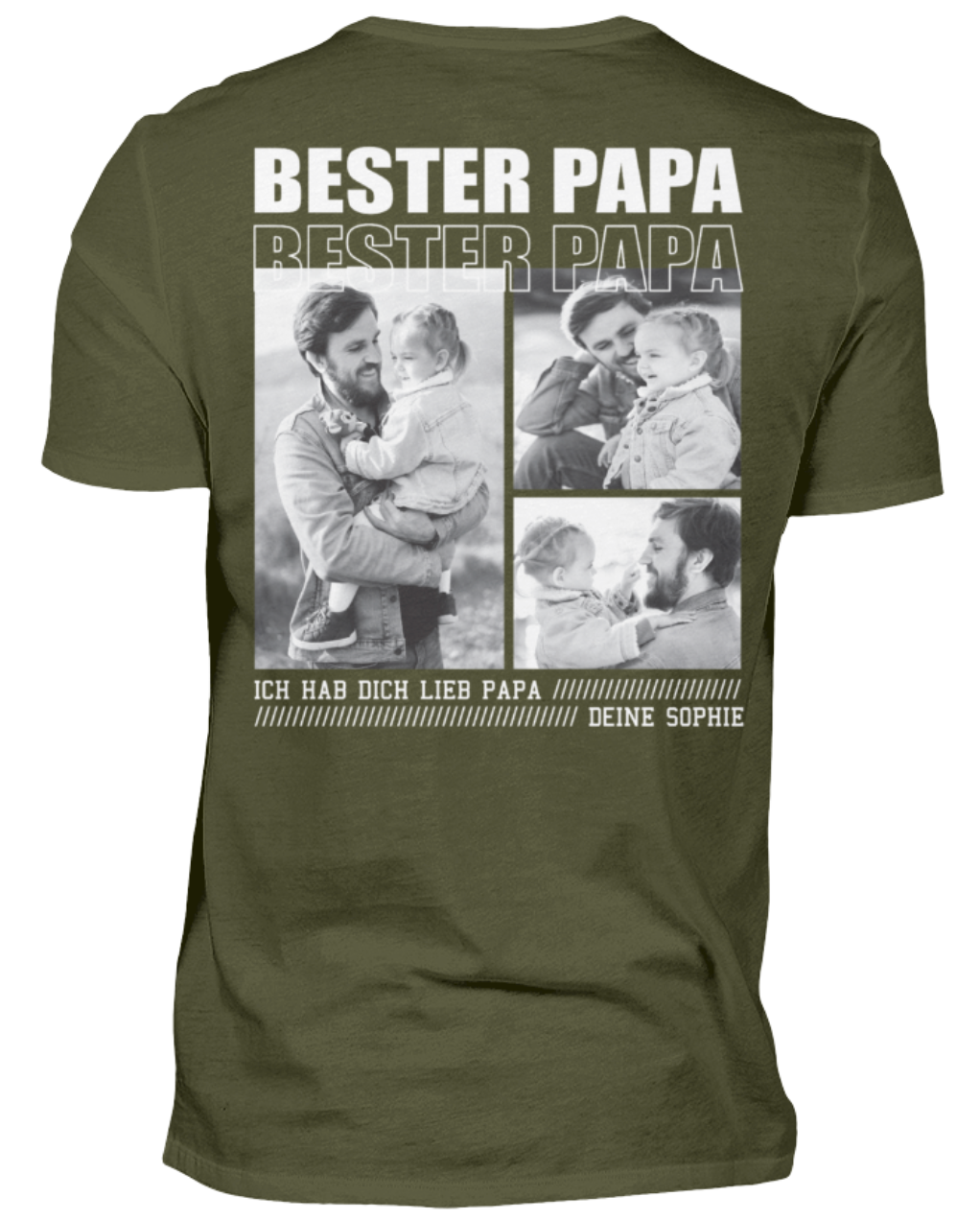 Bester Papa personalisiert - T-Shirt - Backprint