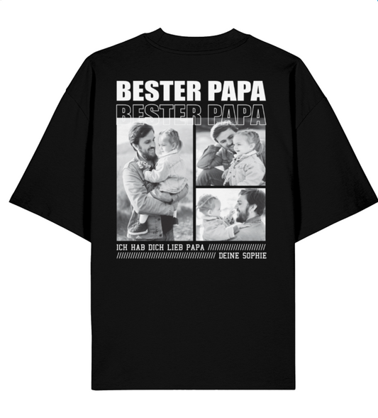 Bester Papa personalisiert - Oversized T-Shirt - Backprint