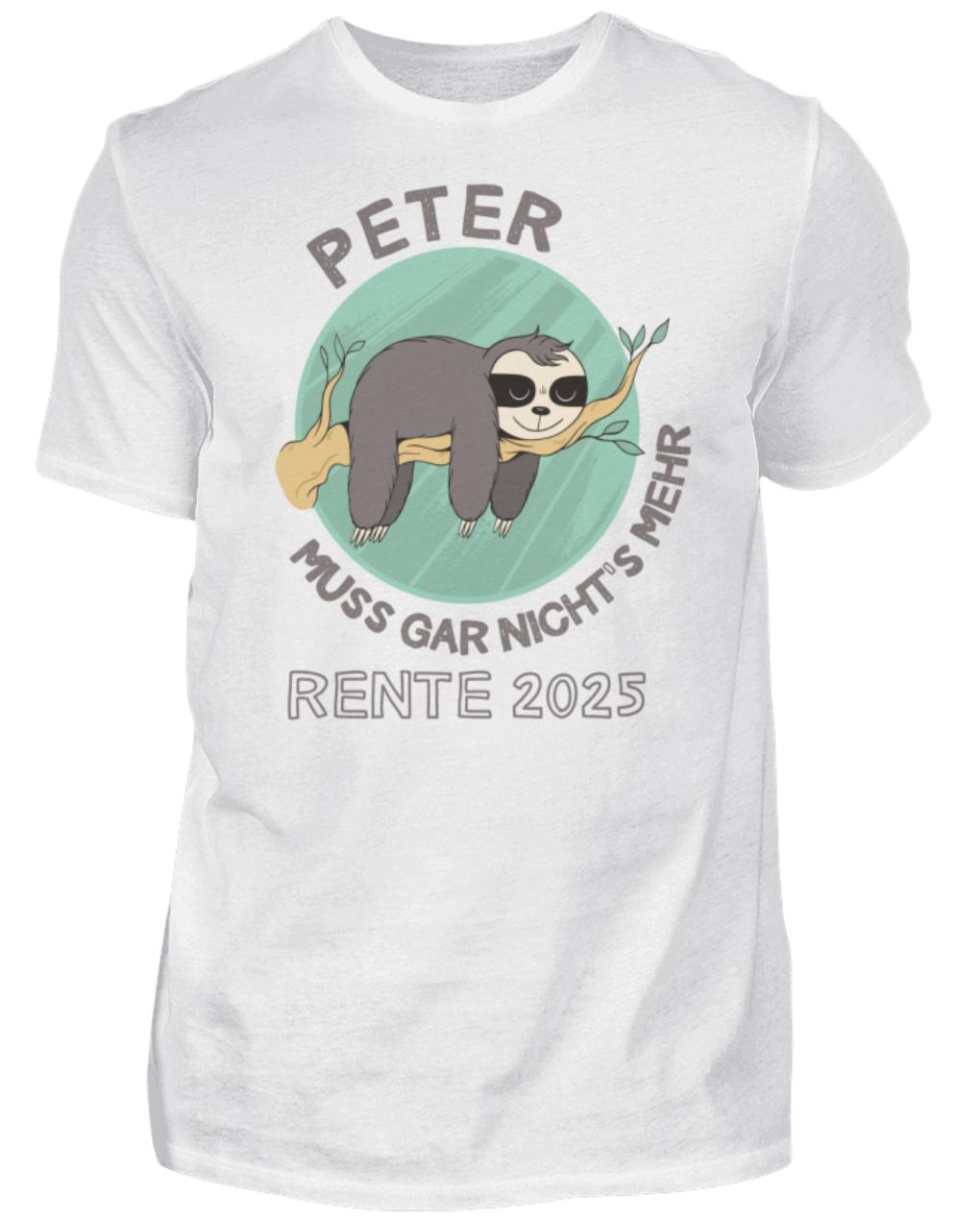 Herren T-Shirt Rente, Faultier - personalisiert mit Jahr & Name | Schollys