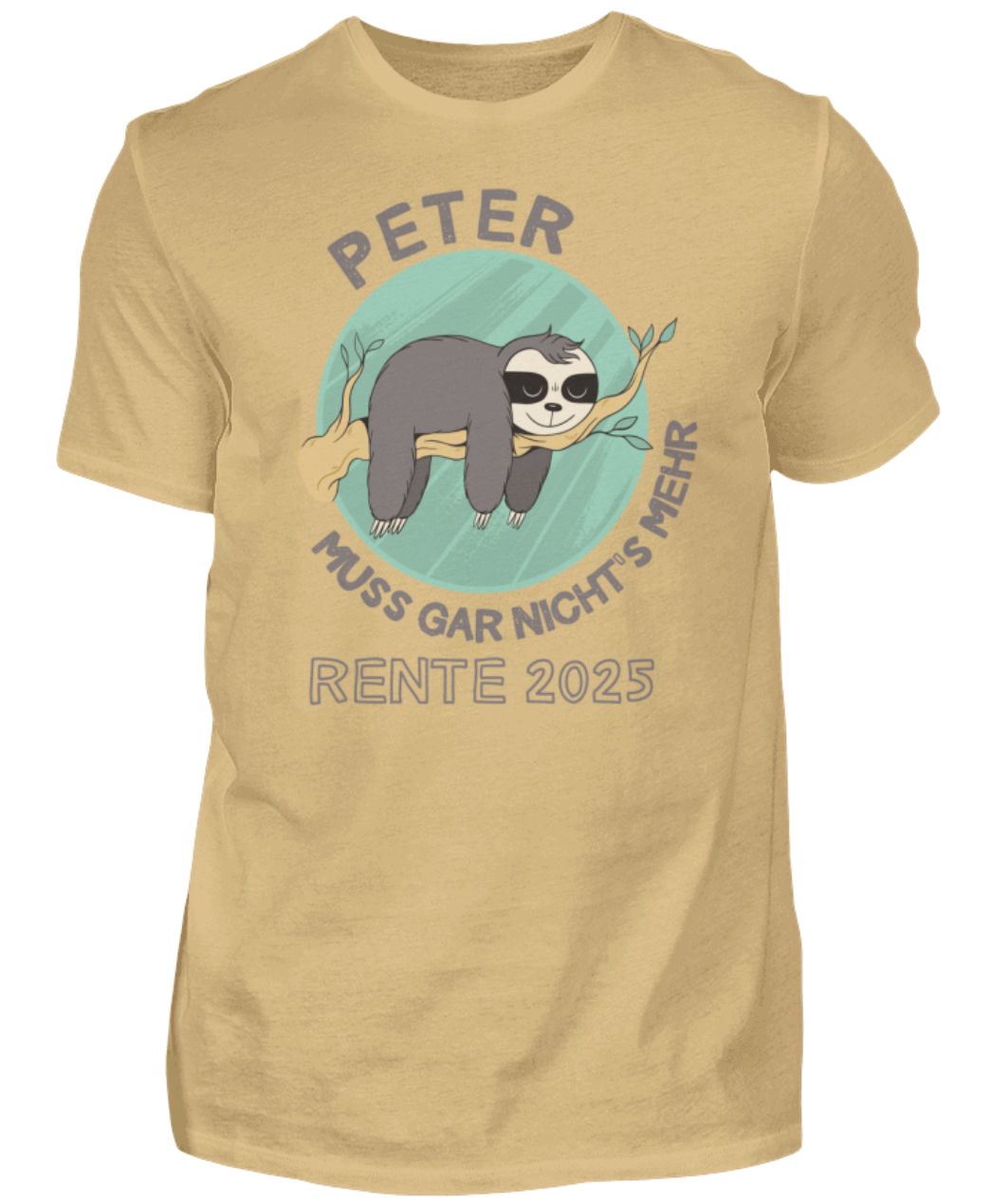 Herren T-Shirt Rente, Faultier - personalisiert mit Jahr & Name | Schollys