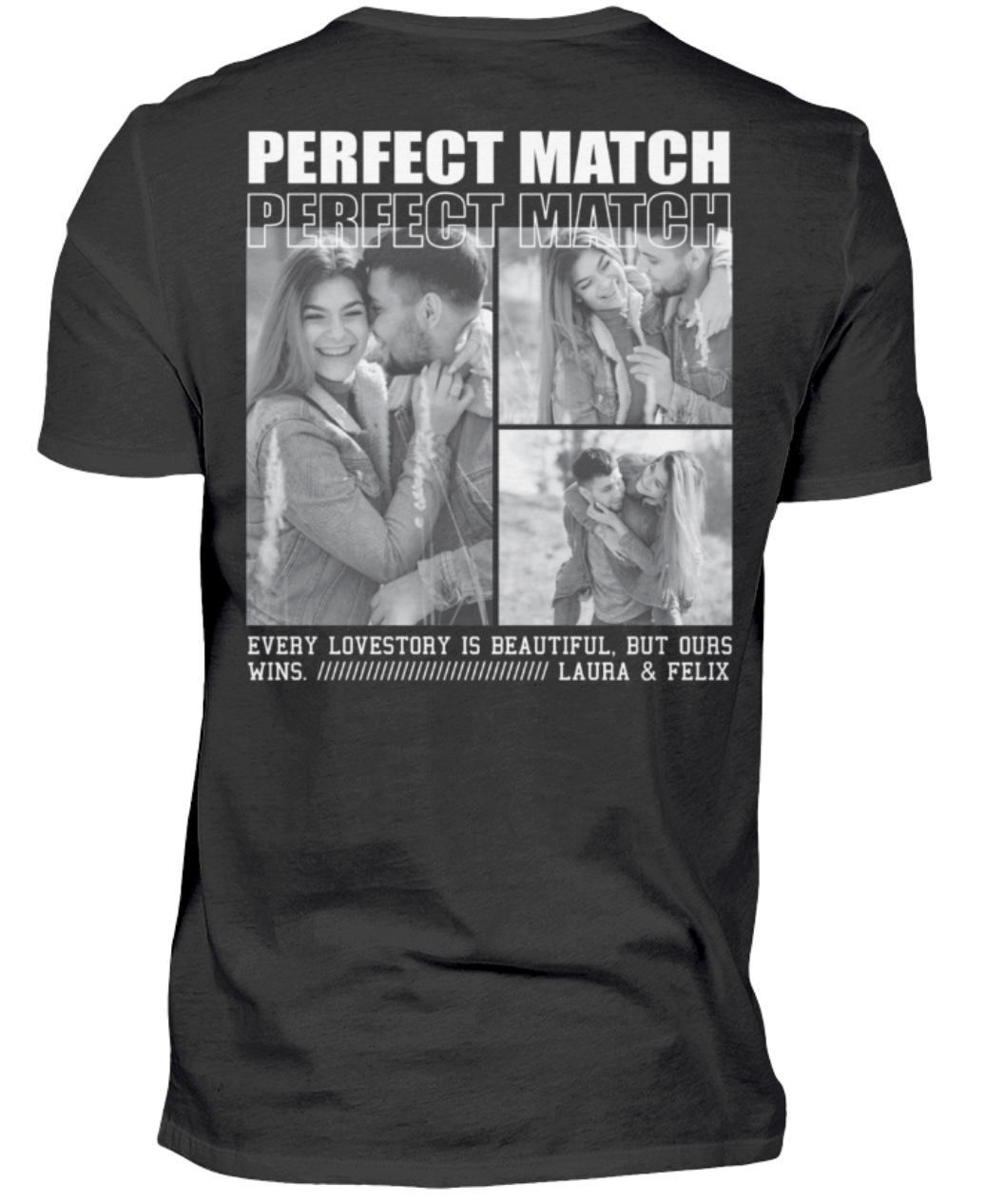 Valentinstag Partner Herren T-Shirt - "Perfect Match" - Backprint | Schollys
