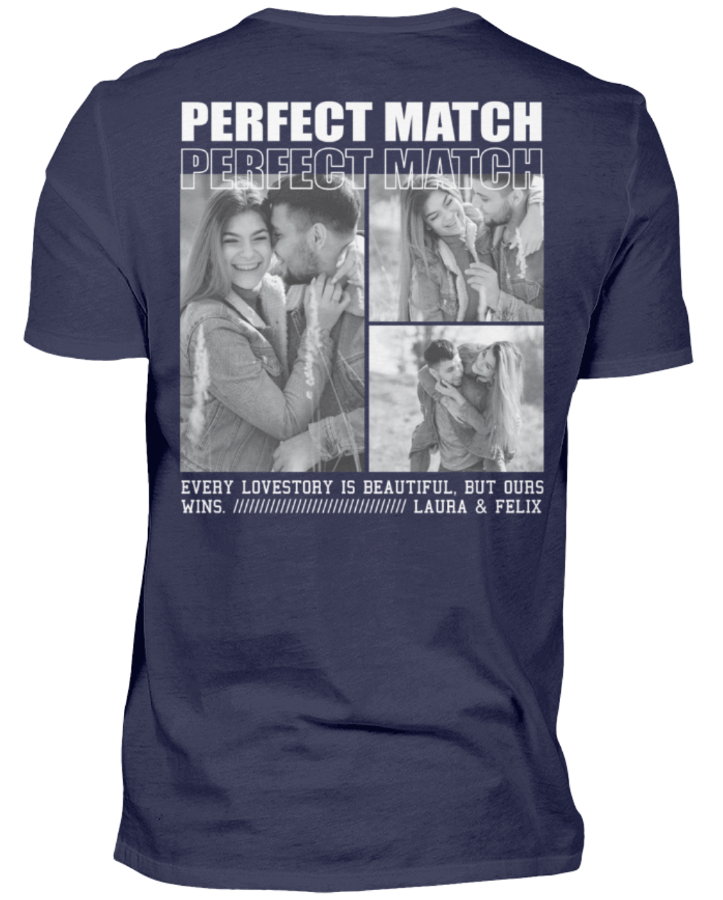 Valentinstag Partner Herren T-Shirt - "Perfect Match" - Backprint | Schollys