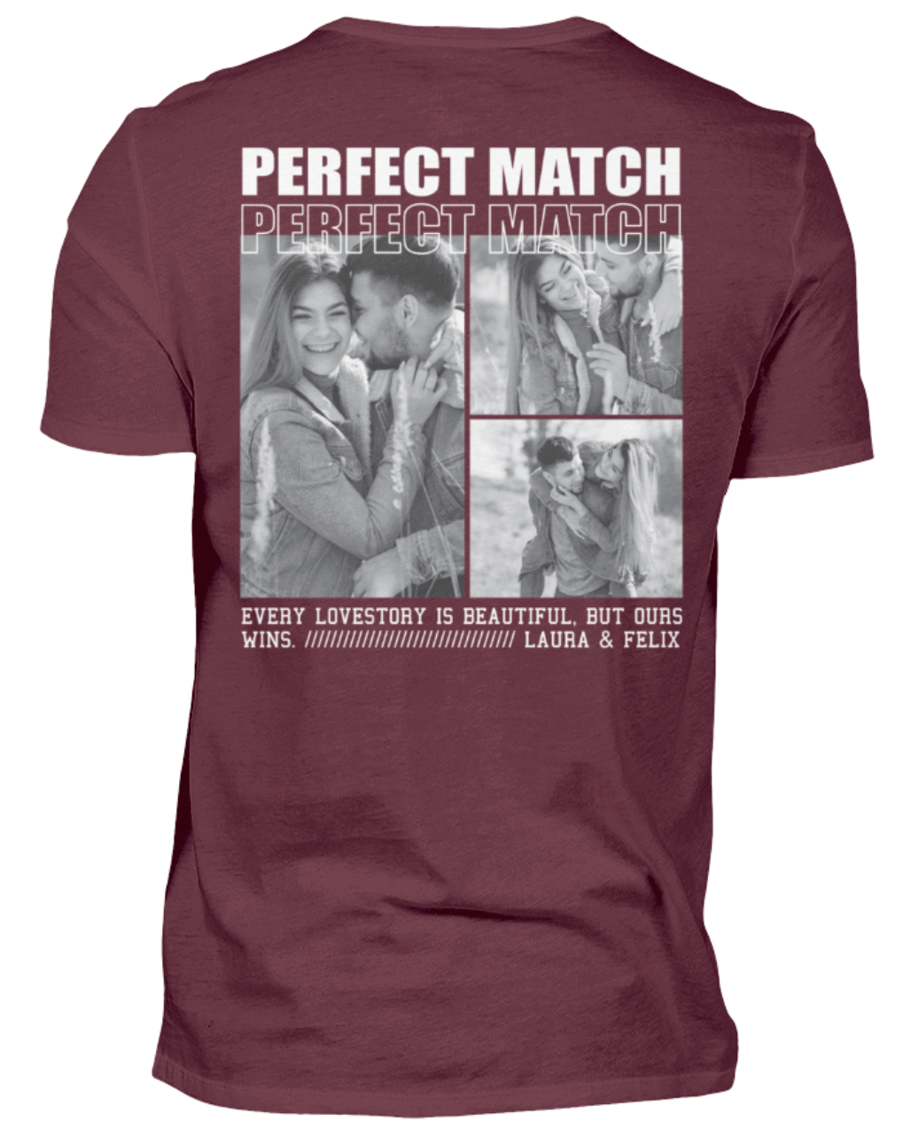 Valentinstag Partner Herren T-Shirt - "Perfect Match" - Backprint | Schollys