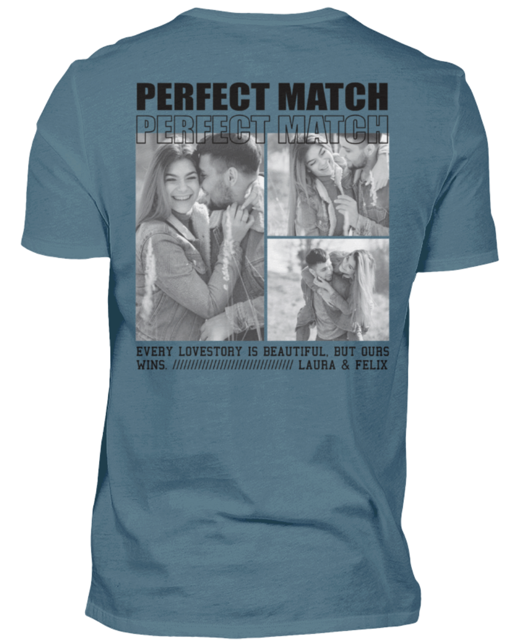 Valentinstag Partner Herren T-Shirt - "Perfect Match" - Backprint | Schollys