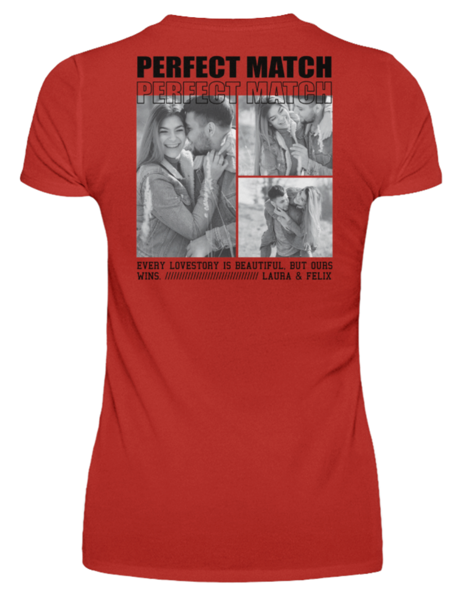 Valentinstag Partner Damen T-Shirt – "Perfect Match" - Backprint | Schollys
