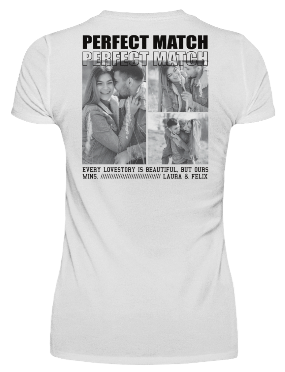 Valentinstag Partner Damen T-Shirt – "Perfect Match" - Backprint | Schollys