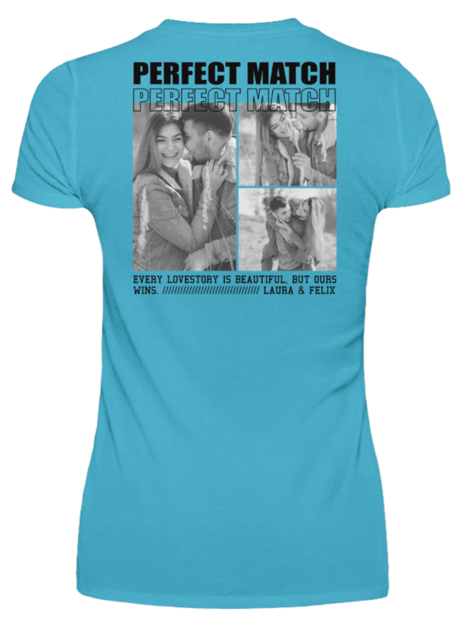 Valentinstag Partner Damen T-Shirt – "Perfect Match" - Backprint | Schollys