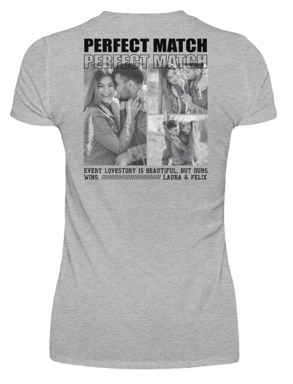 Valentinstag Partner Damen T-Shirt – "Perfect Match" - Backprint | Schollys
