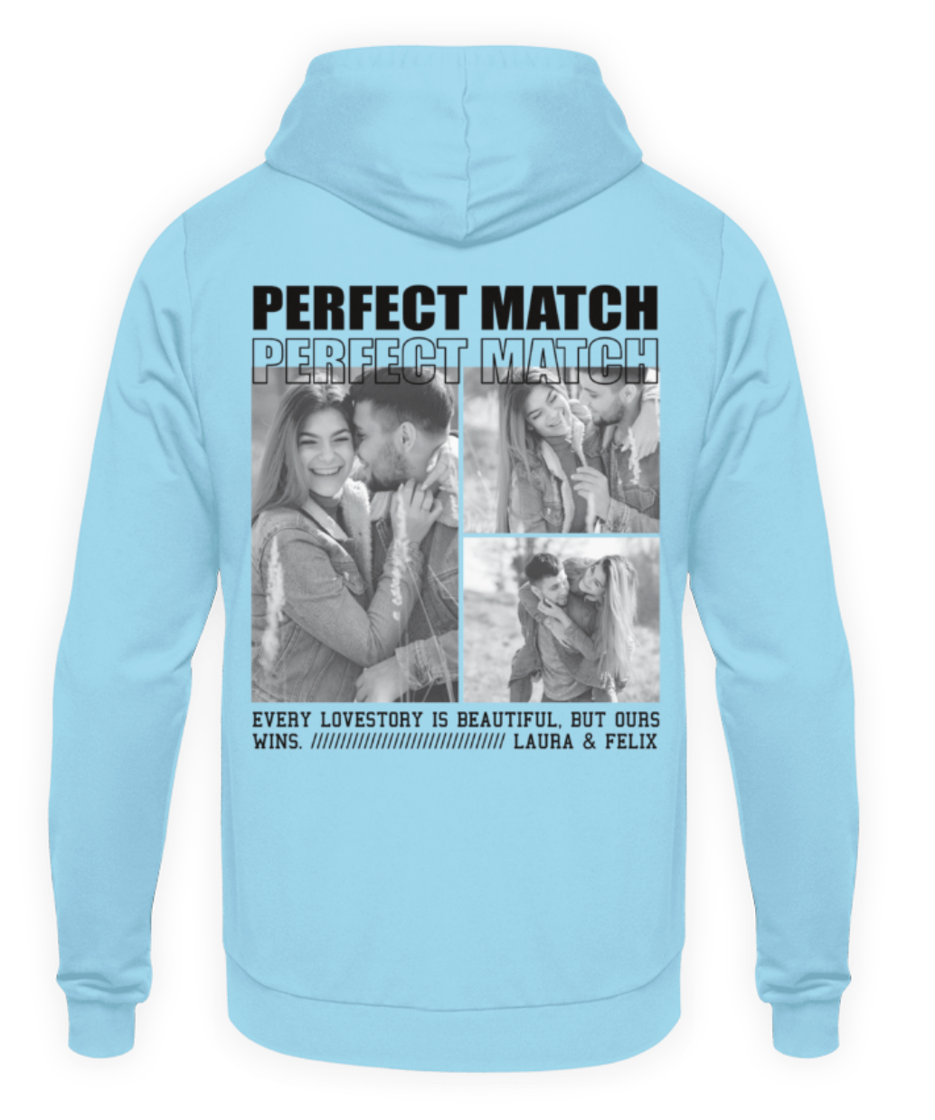 Valentinstag Partner Unisex Hoodie personalisiert - "Perfect Match" - Backprint | Schollys