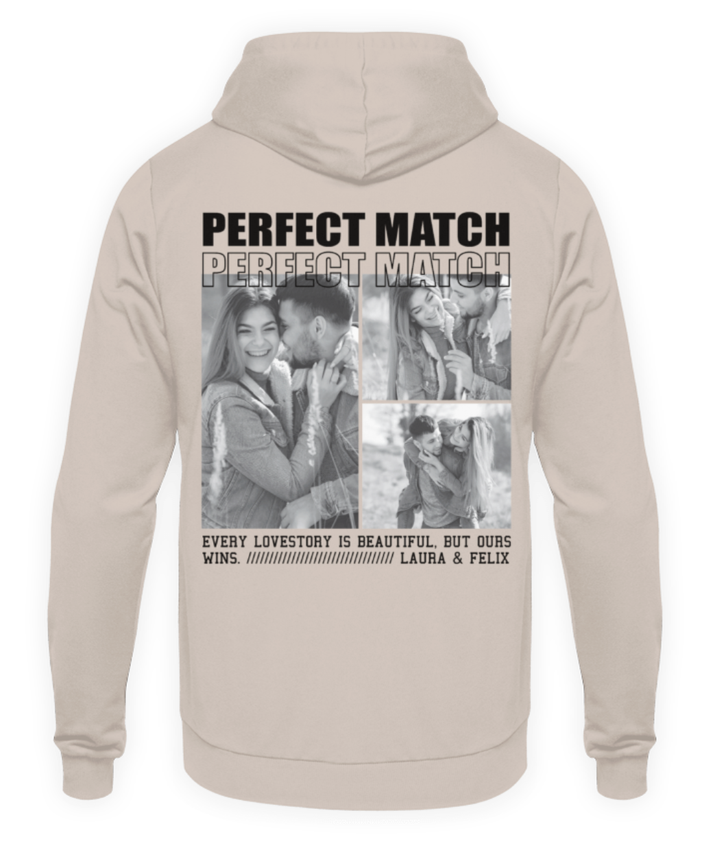 Valentinstag Partner Unisex Hoodie personalisiert - "Perfect Match" - Backprint | Schollys