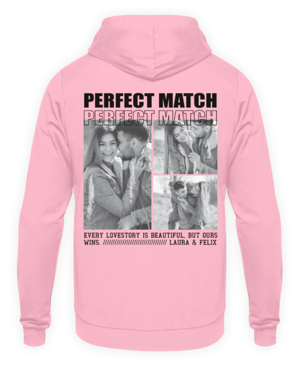 Valentinstag Partner Unisex Hoodie personalisiert - "Perfect Match" - Backprint | Schollys
