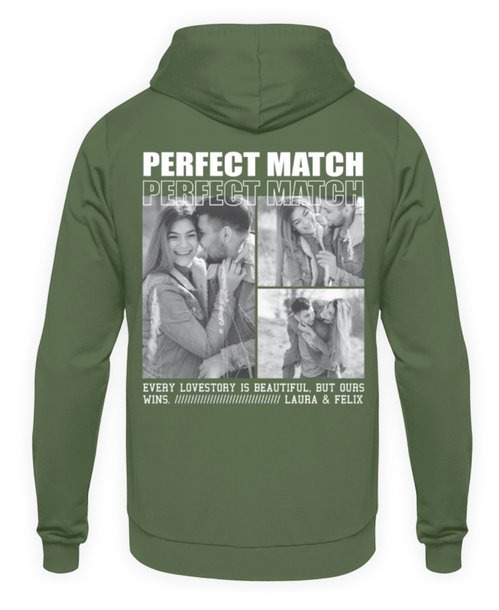 Valentinstag Partner Unisex Hoodie personalisiert - "Perfect Match" - Backprint | Schollys