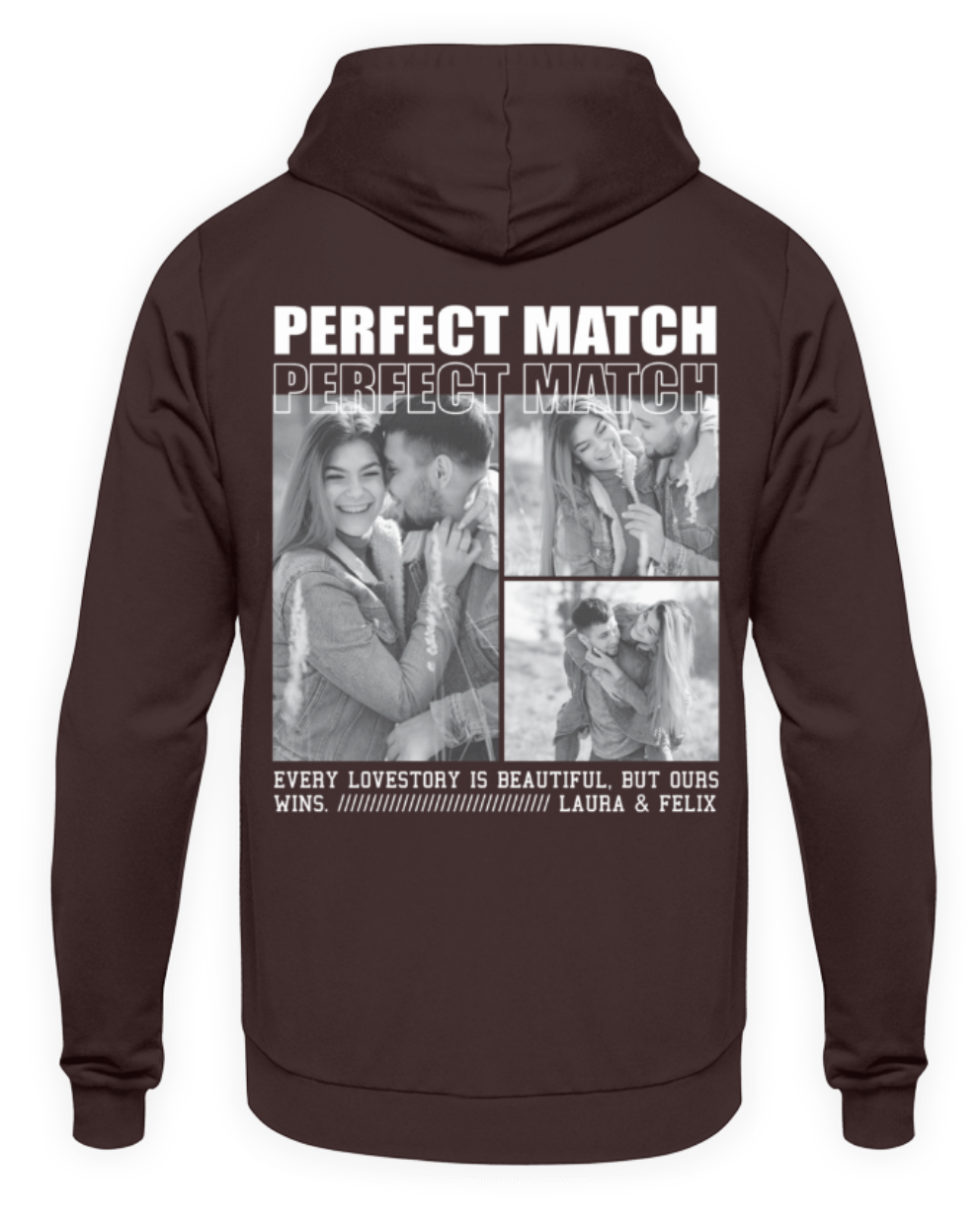 Valentinstag Partner Unisex Hoodie personalisiert - "Perfect Match" - Backprint | Schollys