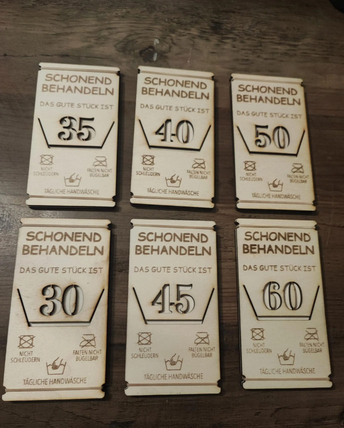 Geldgeschenk Karte aus Holz "Schonend behandeln..."  - Geldkarte, Geburtstagskarte | Schollys