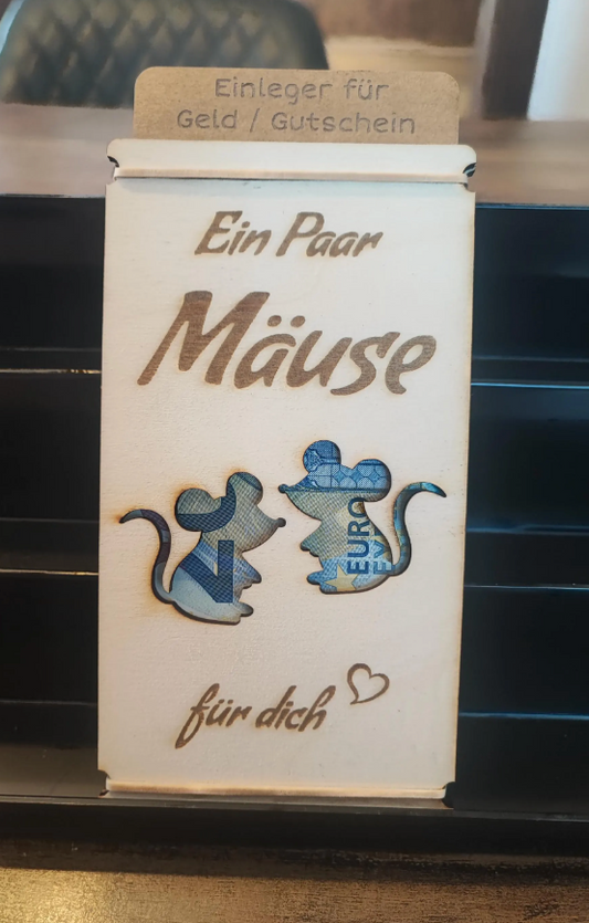 Holz-Geldkarte „Ein Paar Mäuse für dich" | Schollys