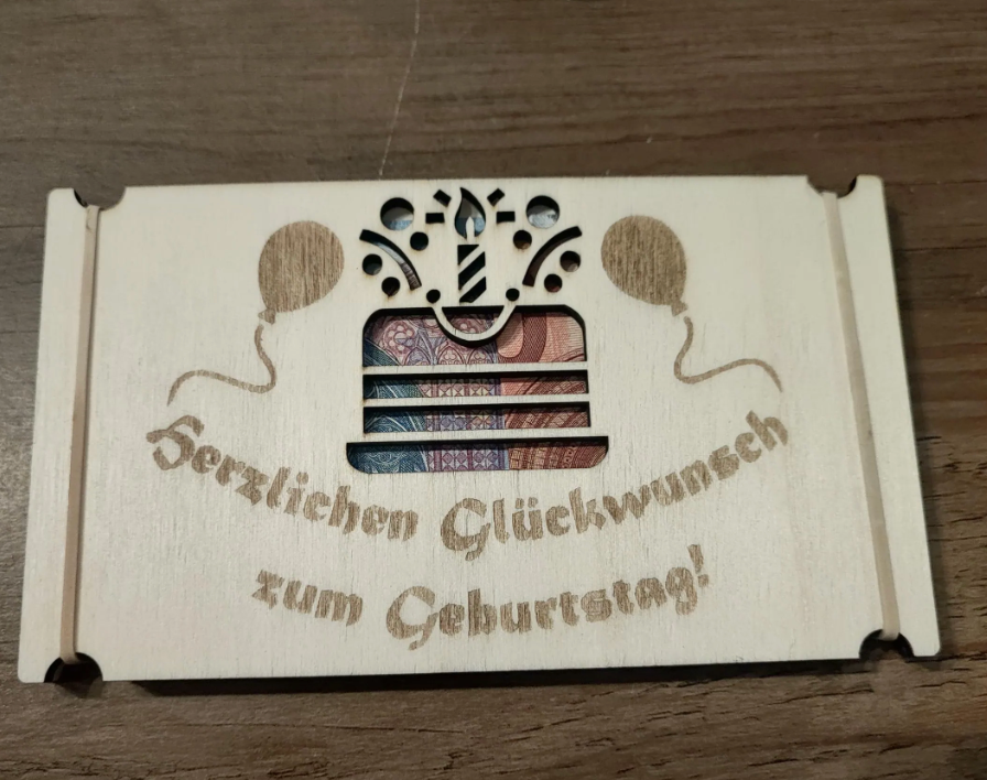 Holz-Geldkarte „Herzlichen Glückwunsch zum Geburtstag"| Schollys