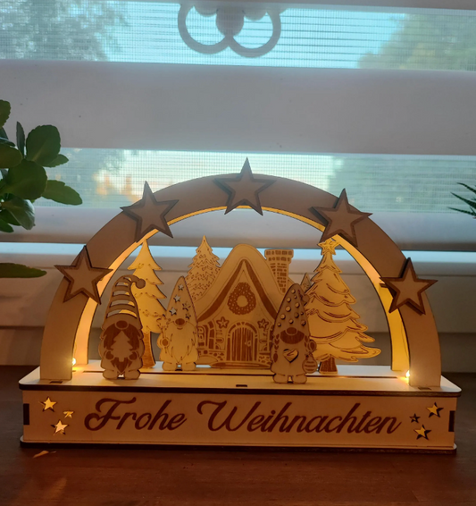 Lichtbogen / Schwippbogen Weihnachten - Waldhütte, Wichtel | Schollys