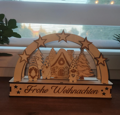 Lichtbogen / Schwippbogen Weihnachten - Waldhütte, Wichtel | Schollys