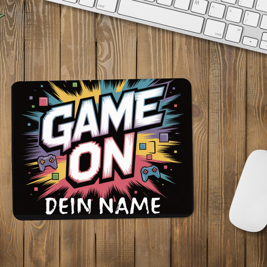 Gaming Mauspad "Game On" personalisiert mit Namen | Schollys - Schollys